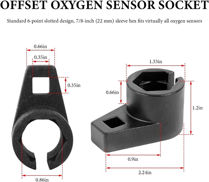 YTFRL Oxygen Sensor Socket, 3/8-Inch Drive by 7/8-Inch 22mm Offset O2 Sensor Removal Tool, 6-Point Low Profile Remover Wrench with Wire Gate Side Access Universal Fit for Most Vehicles - Image 2